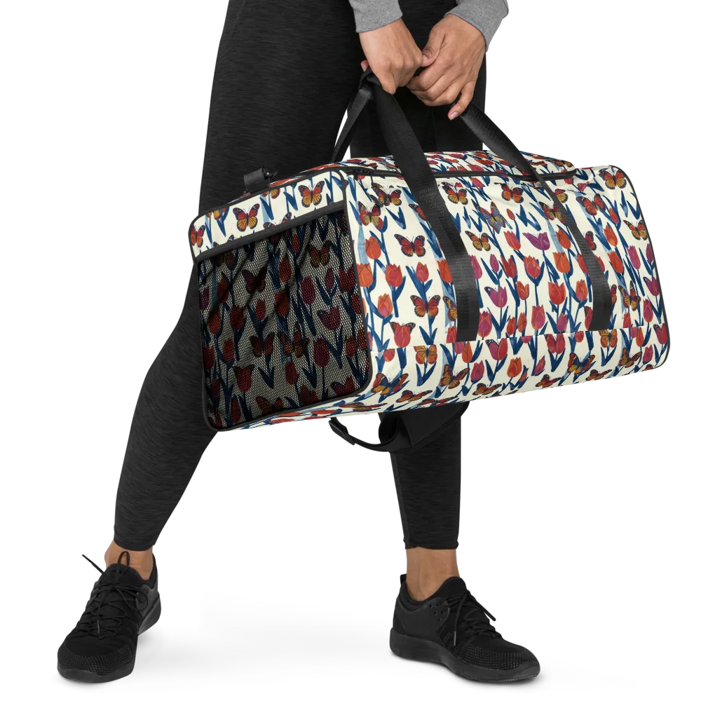Butterfly Tulip Almanac on Duffle Bag — Right Front