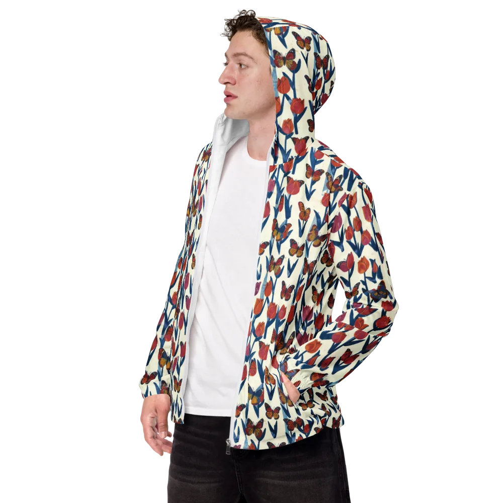 Butterfly Tulip Almanac on Men's Windbreaker — Left Front