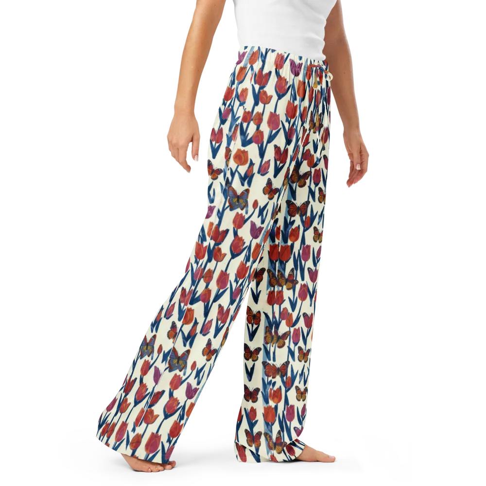 Butterfly Tulip Almanac on Women's Pajama Pants — Right Front