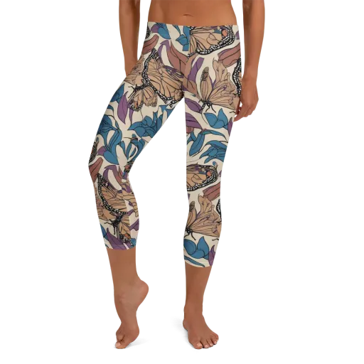 Cobalt Wings on a Capri Leggings