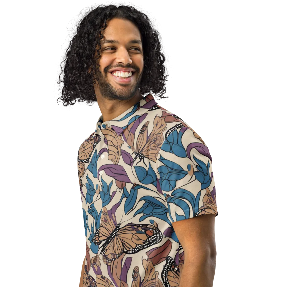 Cobalt Wings on Men's Slim Fit Polo Shirt — Left Front