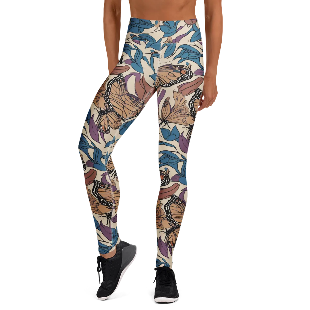 Cobalt Wings on Yoga Leggings — Front