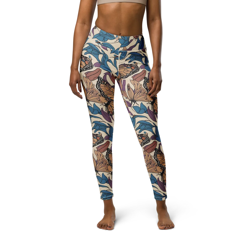 Cobalt Wings on Yoga Leggings — Front