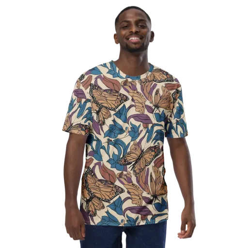 Cobalt Wings on a Men's Crew Neck T-Shirt