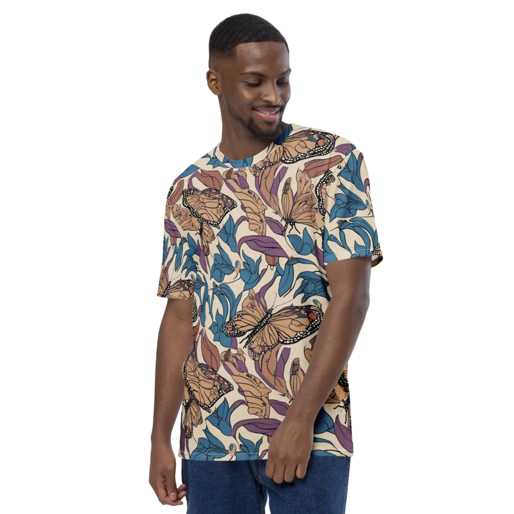Cobalt Wings on Men's Crew Neck T-Shirt — Left