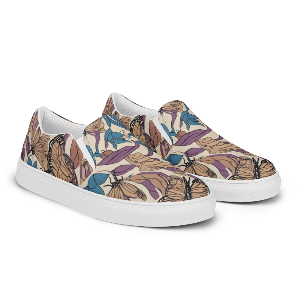 Cobalt Wings on Men's Slip-On Canvas Shoes — Right Front