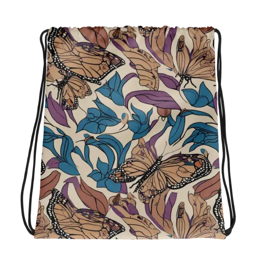 Cobalt Wings on a Drawstring Bag