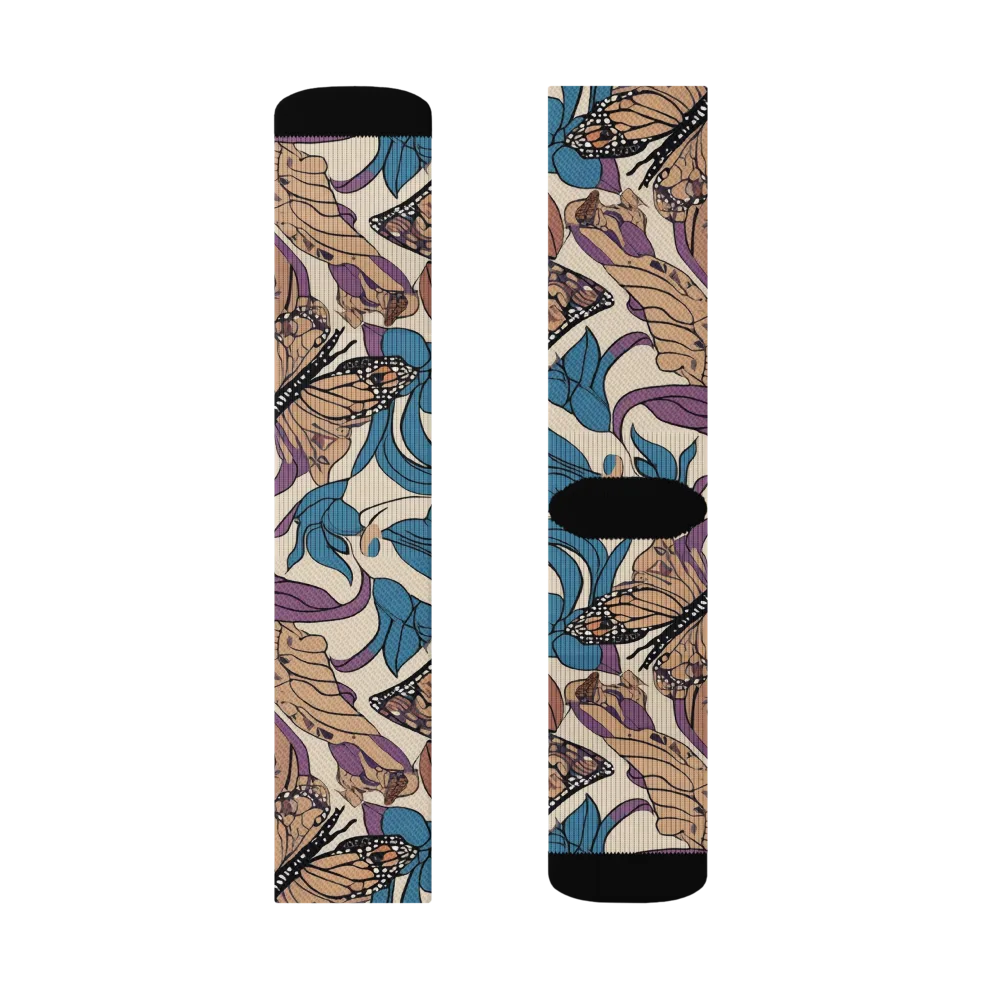 Cobalt Wings on Socks — Right Sock