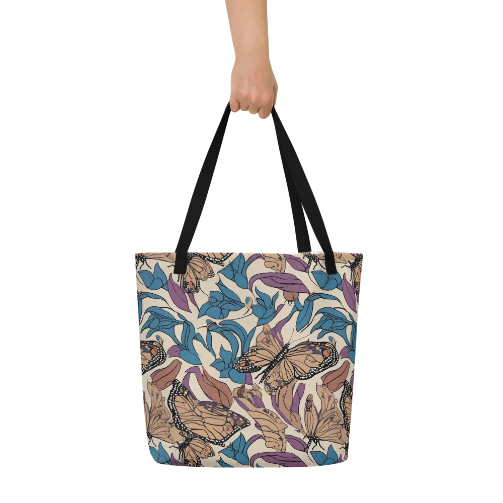 Cobalt Wings on Large Tote Bag W/ Pocket — Front