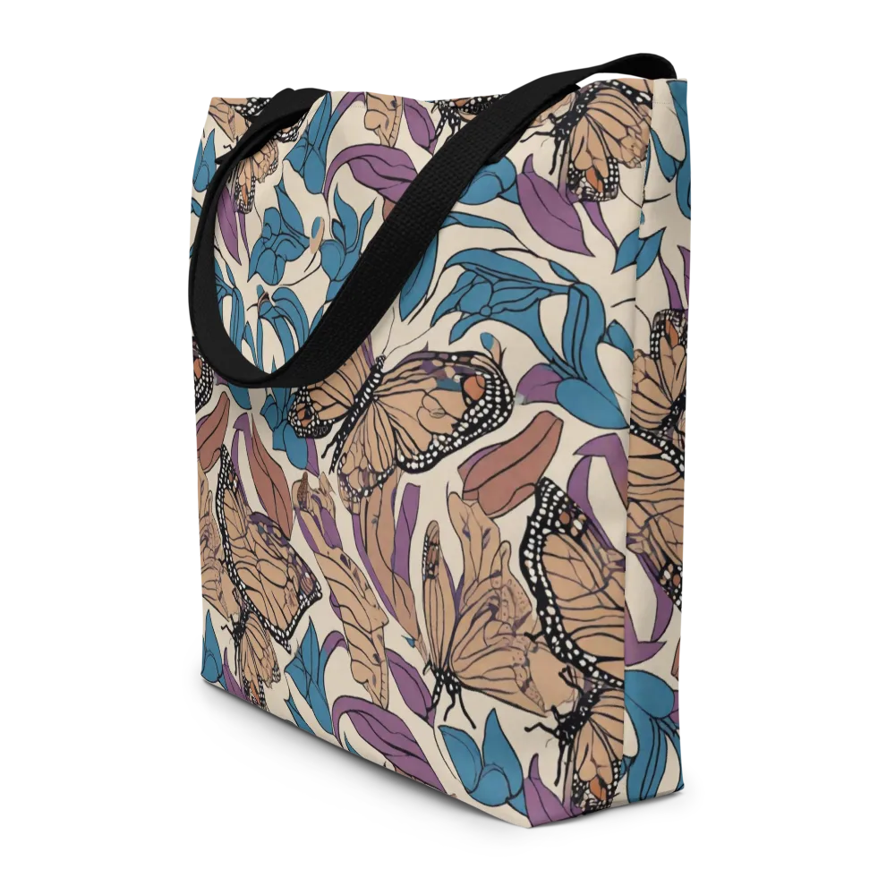 Cobalt Wings on Large Tote Bag W/ Pocket — Front