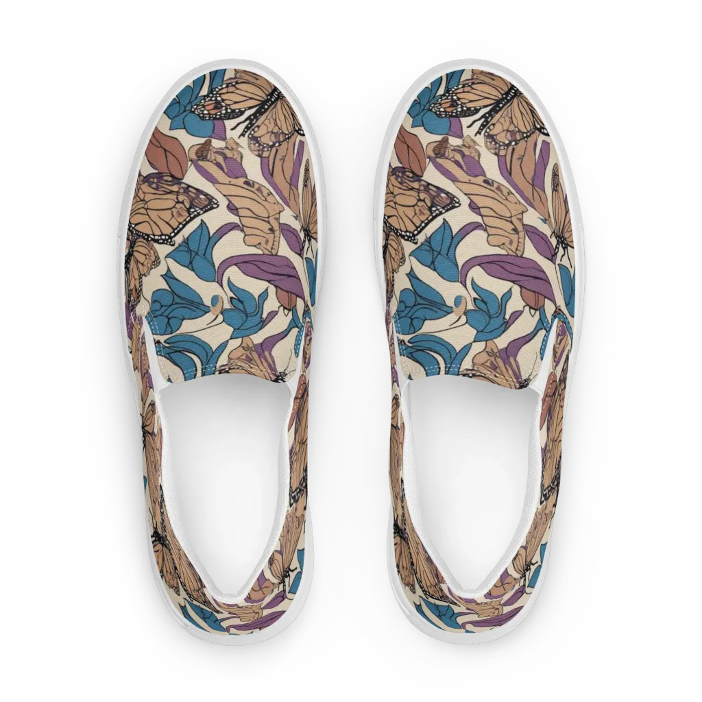 Cobalt Wings on Women's Slip-On Canvas Shoes — Front