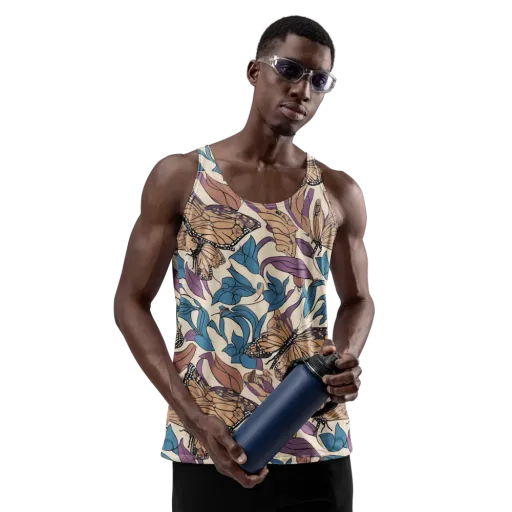 Cobalt Wings on a Men's Tank Top