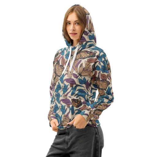 Cobalt Wings on a Cotton Hoodie