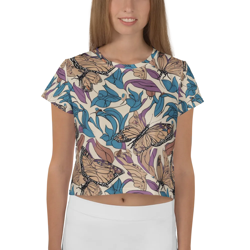 Cobalt Wings on Crop Tee — Front