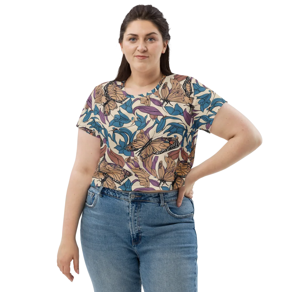 Cobalt Wings on Crop Tee — Front