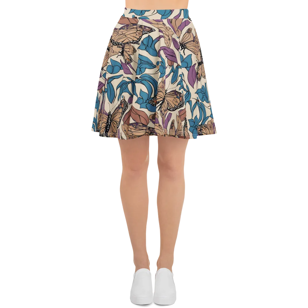 Cobalt Wings on Skater Skirt — Front