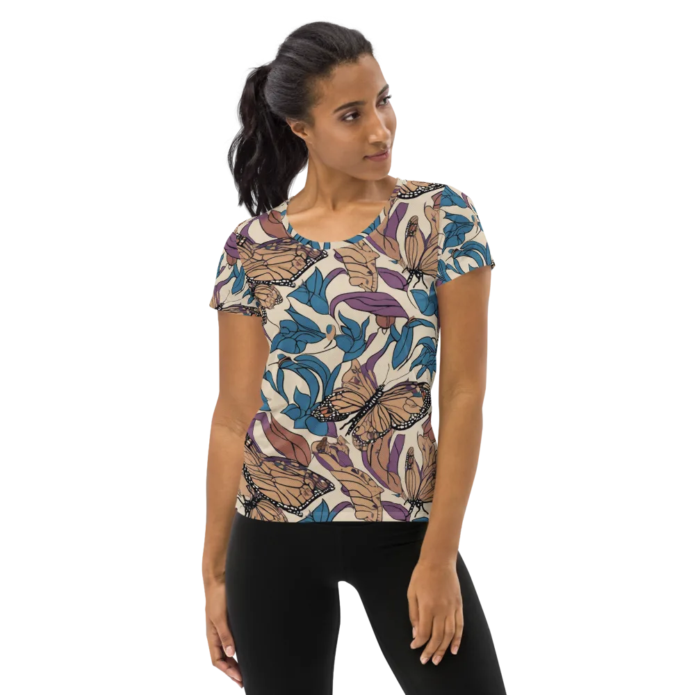 Cobalt Wings on Women's Athletic T-Shirt — Front