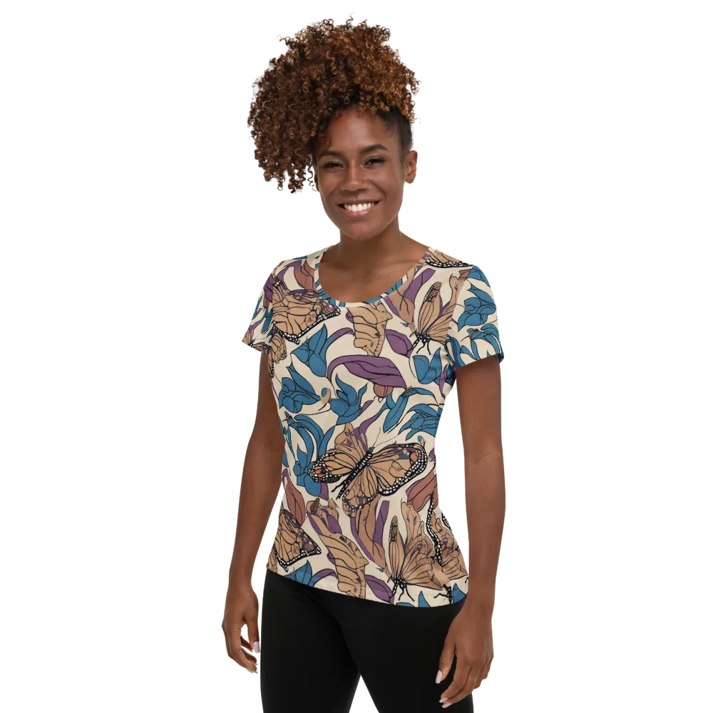 Cobalt Wings on Women's Athletic T-Shirt — Left