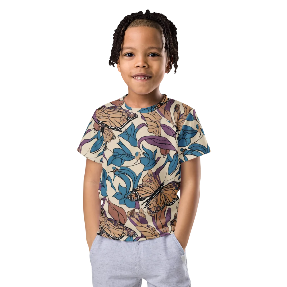 Cobalt Wings on Kids Crew Neck T-Shirt — Front