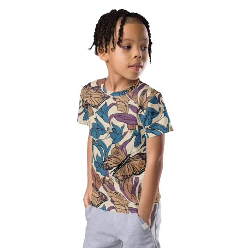 Cobalt Wings on a Kids Crew Neck T-Shirt