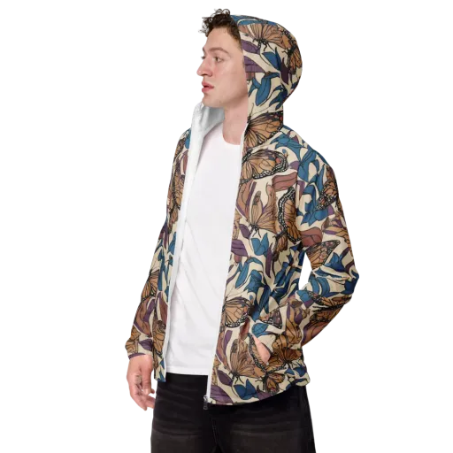 Cobalt Wings on a Men's Windbreaker
