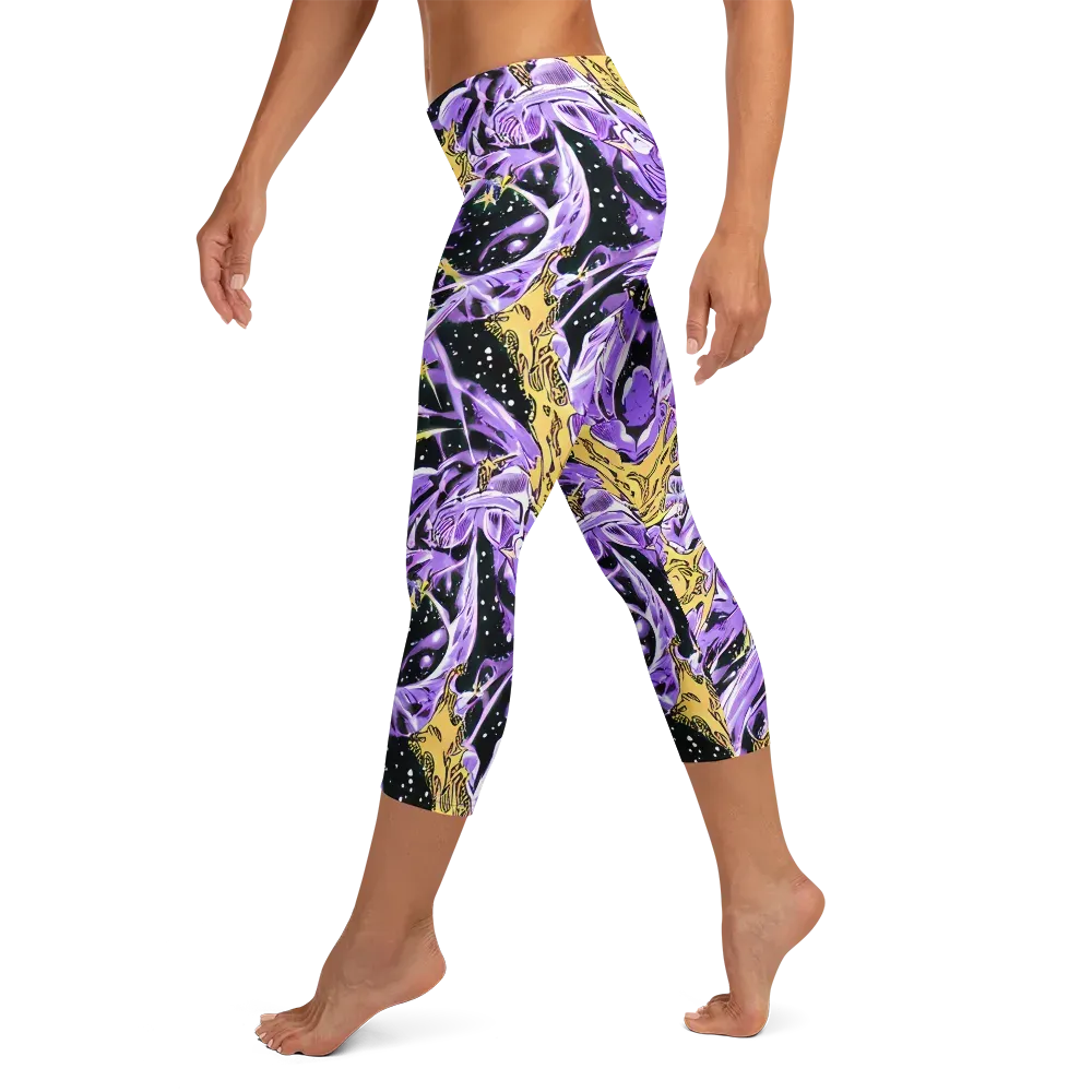 Violet Riot on Capri Leggings — Left