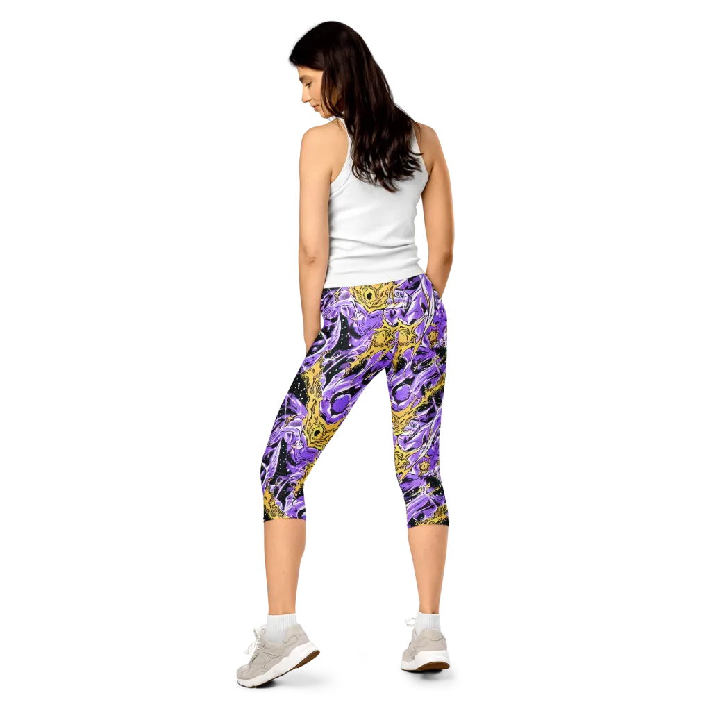 Violet Riot on Capri Leggings — Back