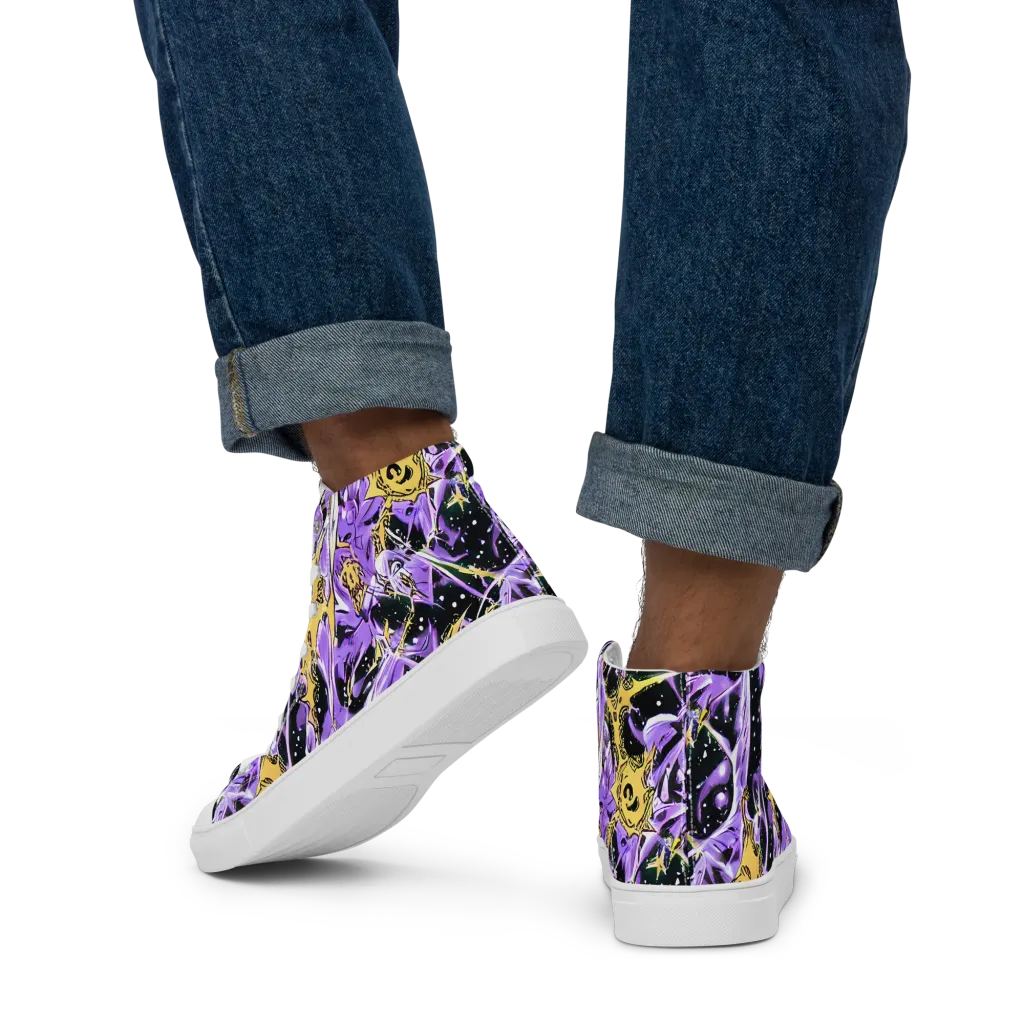 Violet Riot on Men's High Top Canvas Shoes — Back
