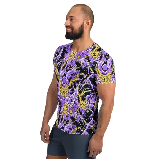 Violet Riot on a Men's Athletic T-Shirt