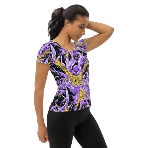 Violet Riot on a Women's Athletic T-Shirt