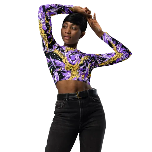 Violet Riot on a Long Sleeve Crop Top