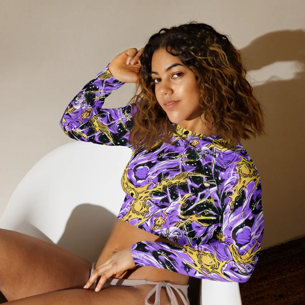 Violet Riot on Long Sleeve Crop Top — Left Front
