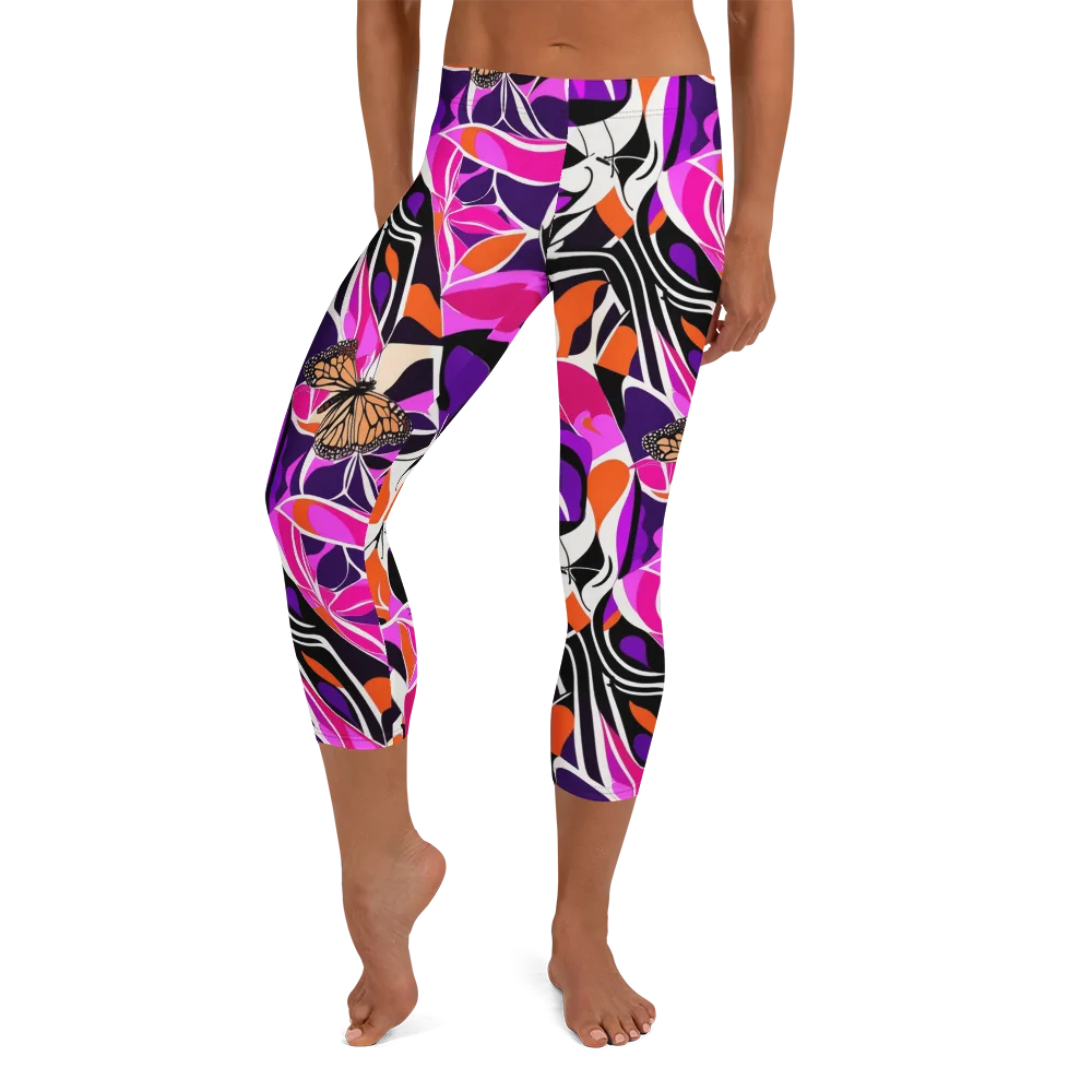 Neon Monarch on Capri Leggings — Front