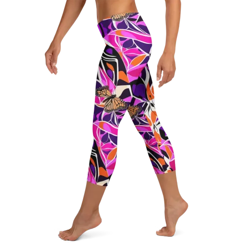 Neon Monarch on a Capri Leggings