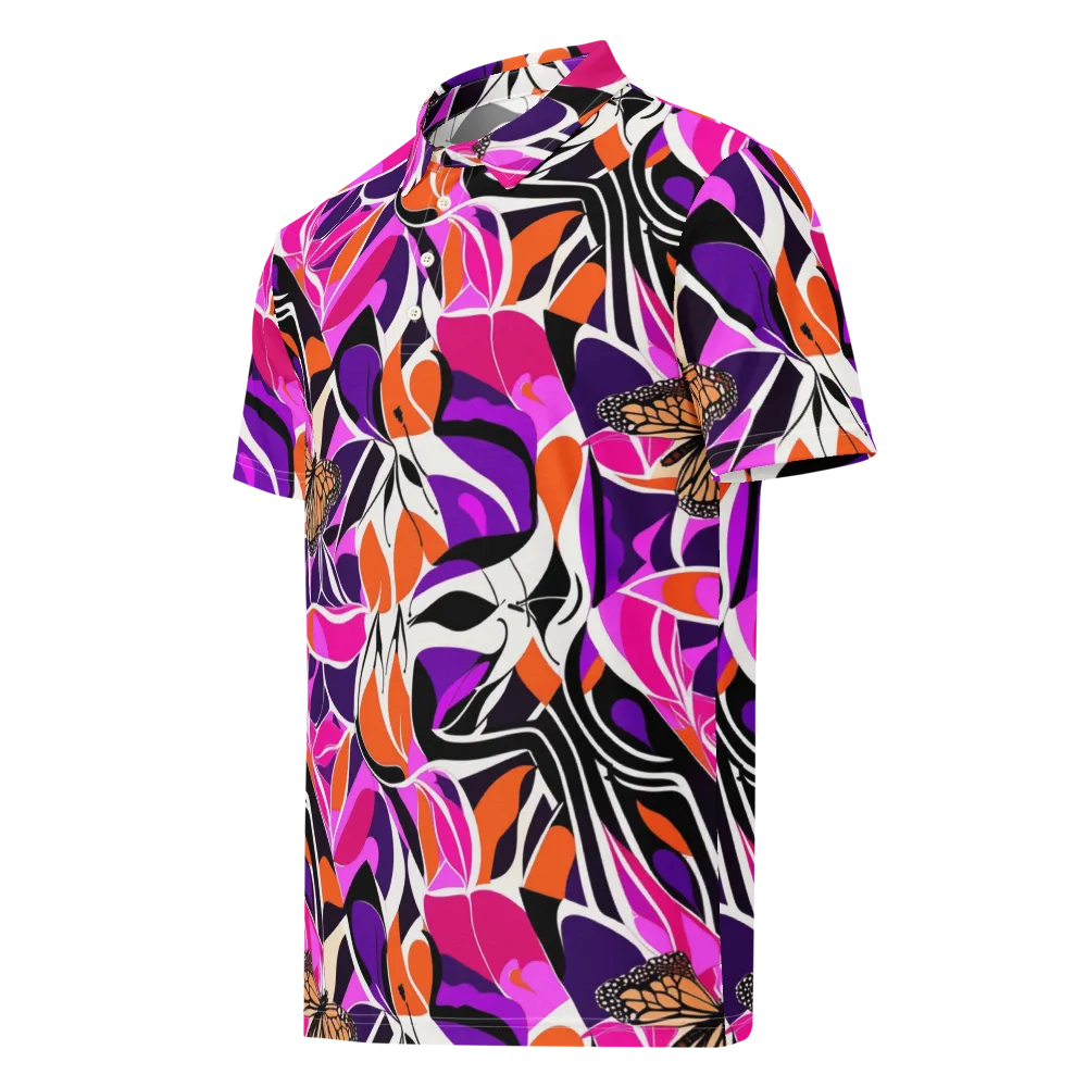 Neon Monarch on Men's Slim Fit Polo Shirt — Left Front