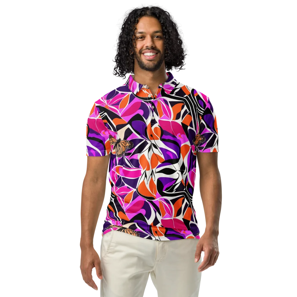 Neon Monarch on Men's Slim Fit Polo Shirt — Front