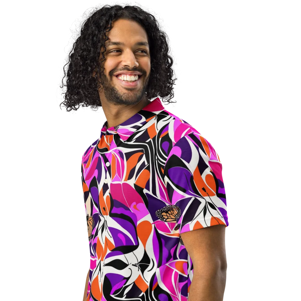 Neon Monarch on Men's Slim Fit Polo Shirt — Left Front