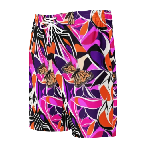 Neon Monarch on a Men's Board Shorts