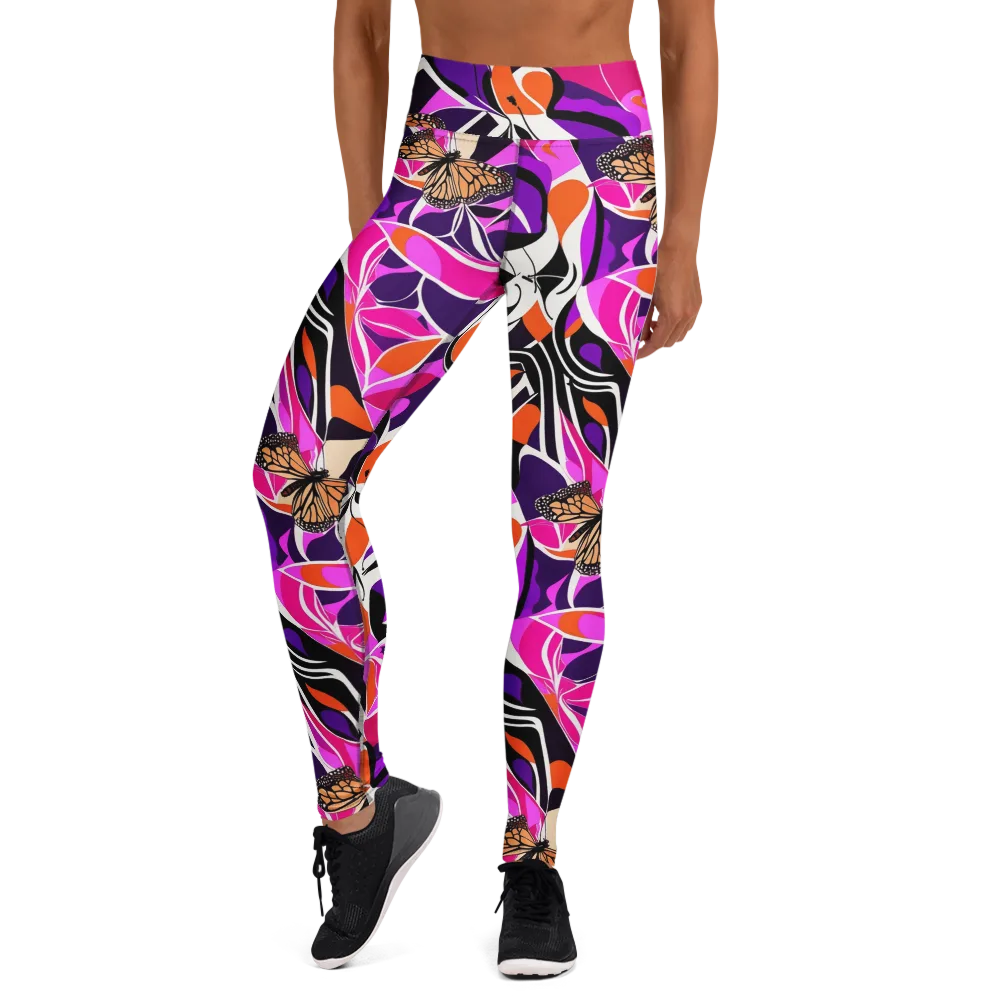 Neon Monarch on Yoga Leggings — Front