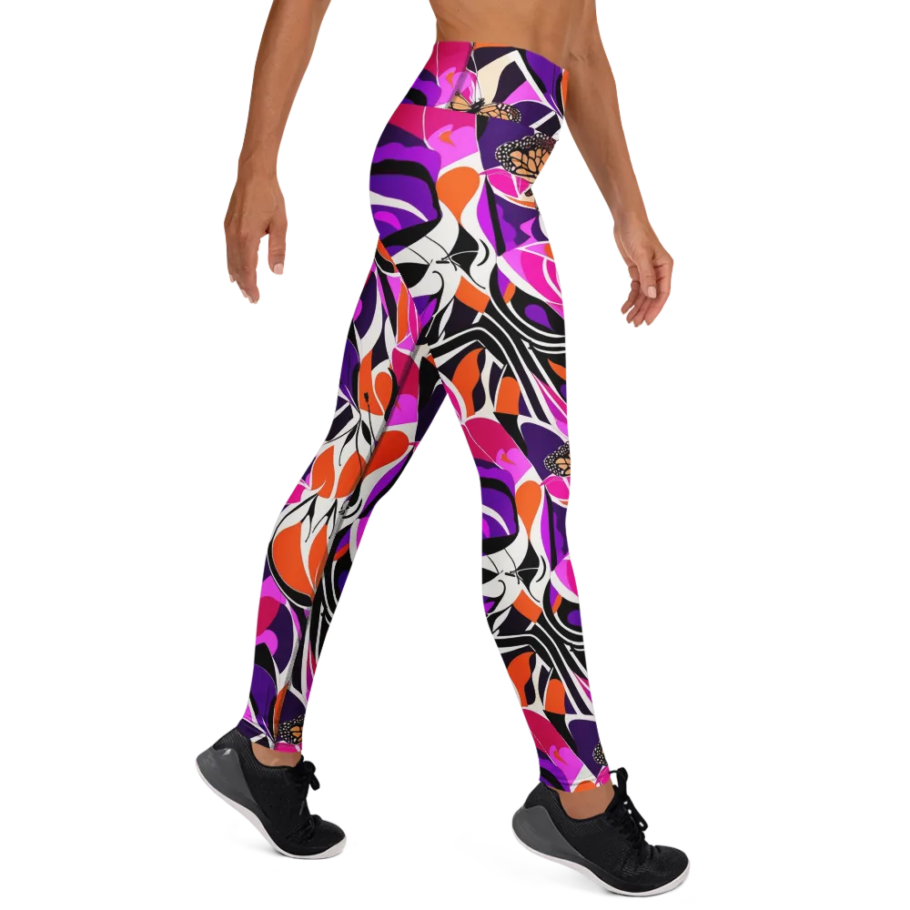 Neon Monarch on Yoga Leggings — Right