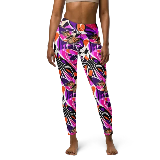 Neon Monarch on a Yoga Leggings
