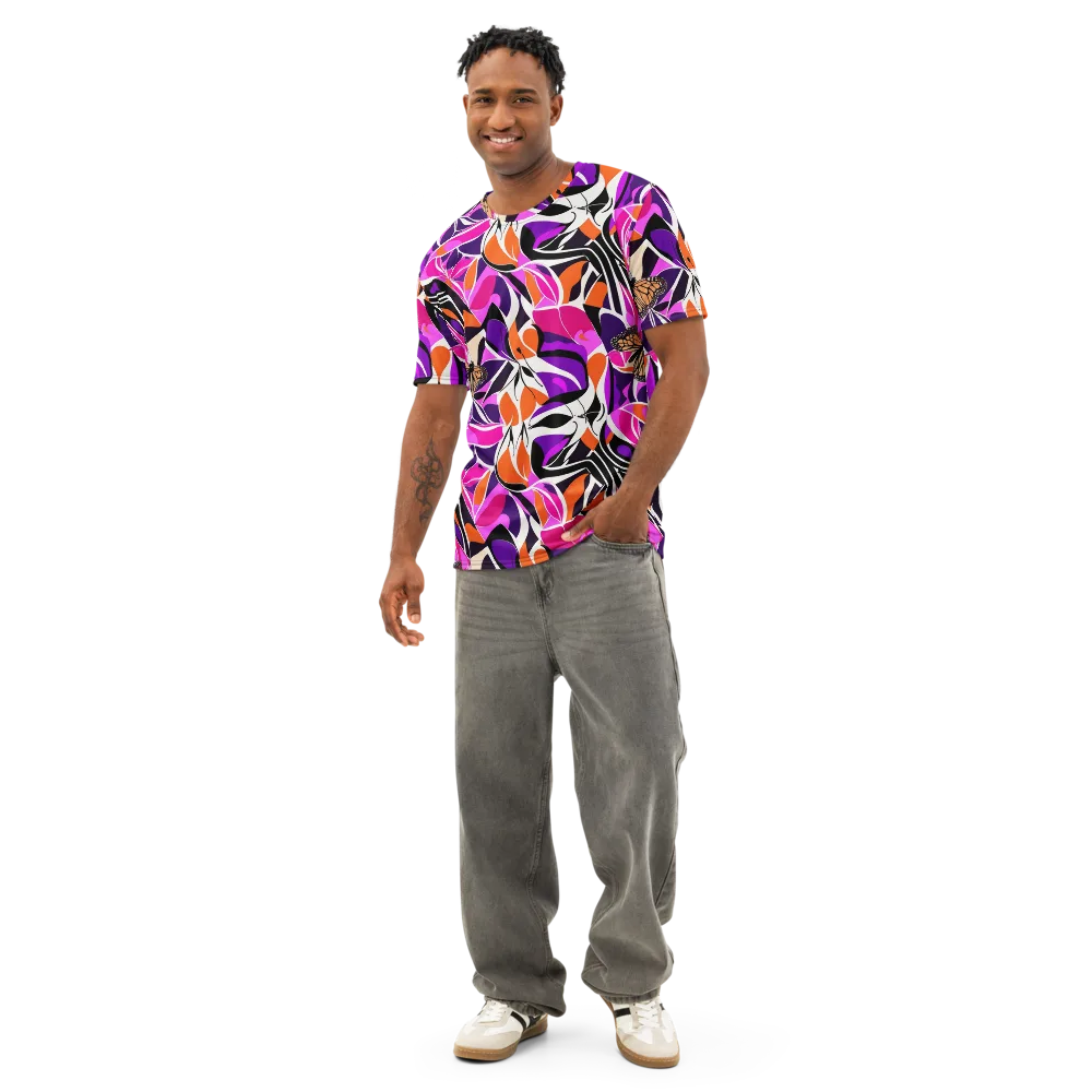 Neon Monarch on Men's Cotton Crew Neck T-Shirt — Front