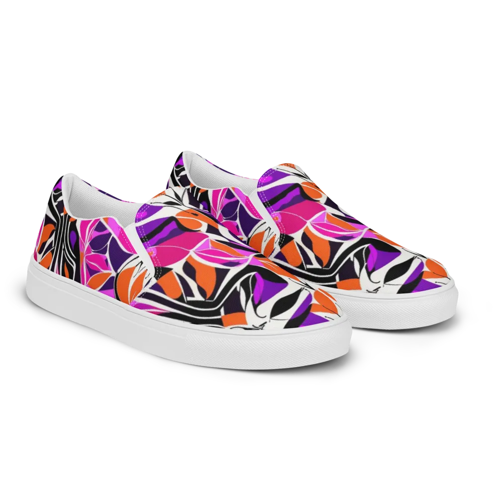 Neon Monarch on Men's Slip-On Canvas Shoes — Right Front