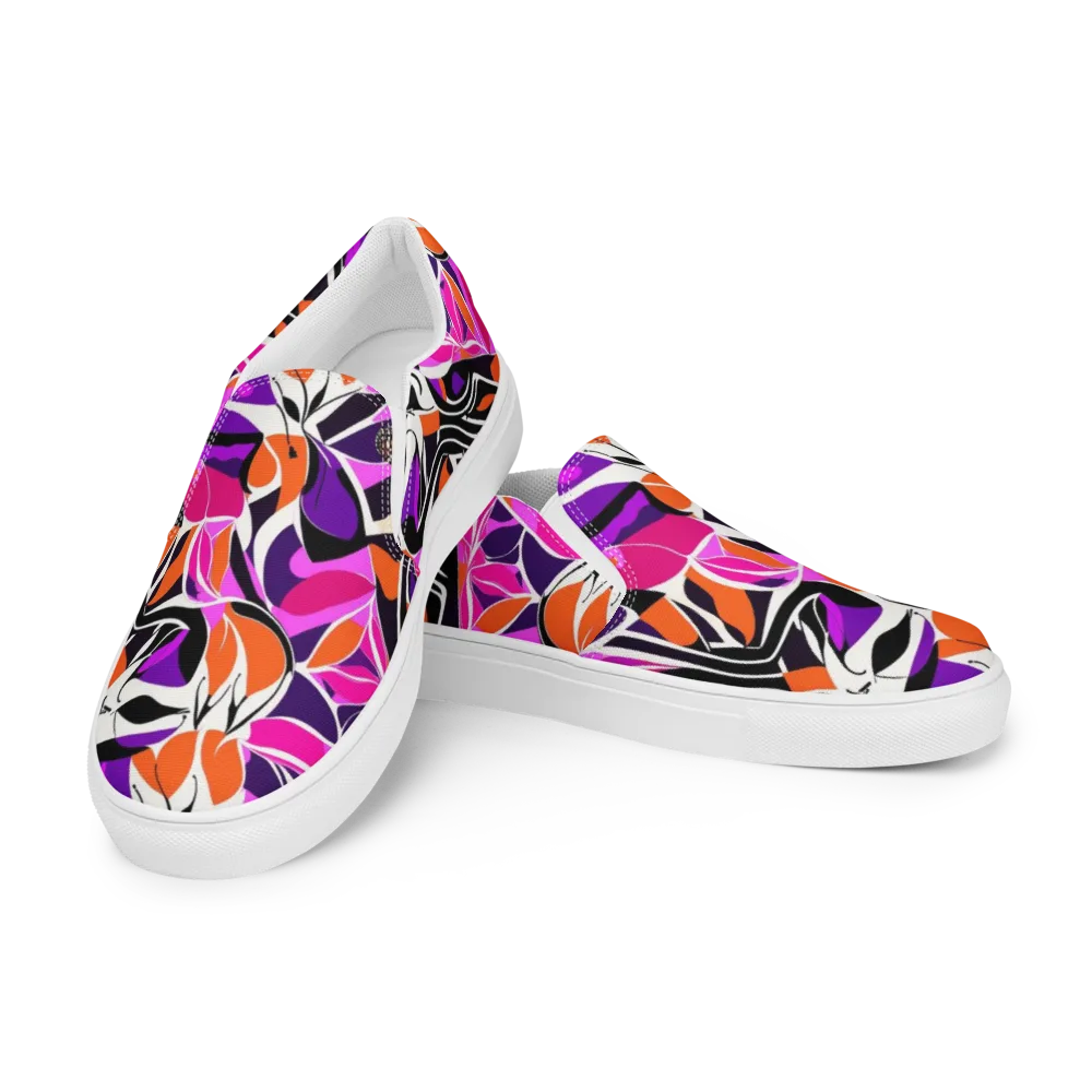 Neon Monarch on Men's Slip-On Canvas Shoes — Left Front