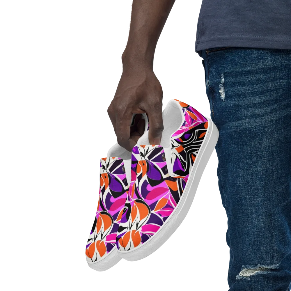 Neon Monarch on Men's Slip-On Canvas Shoes — Left Front