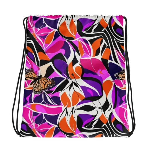 Neon Monarch on a Drawstring Bag
