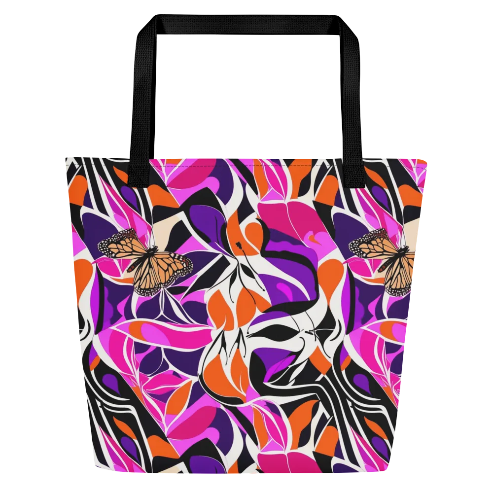 Neon Monarch on Large Tote Bag W/ Pocket — Front