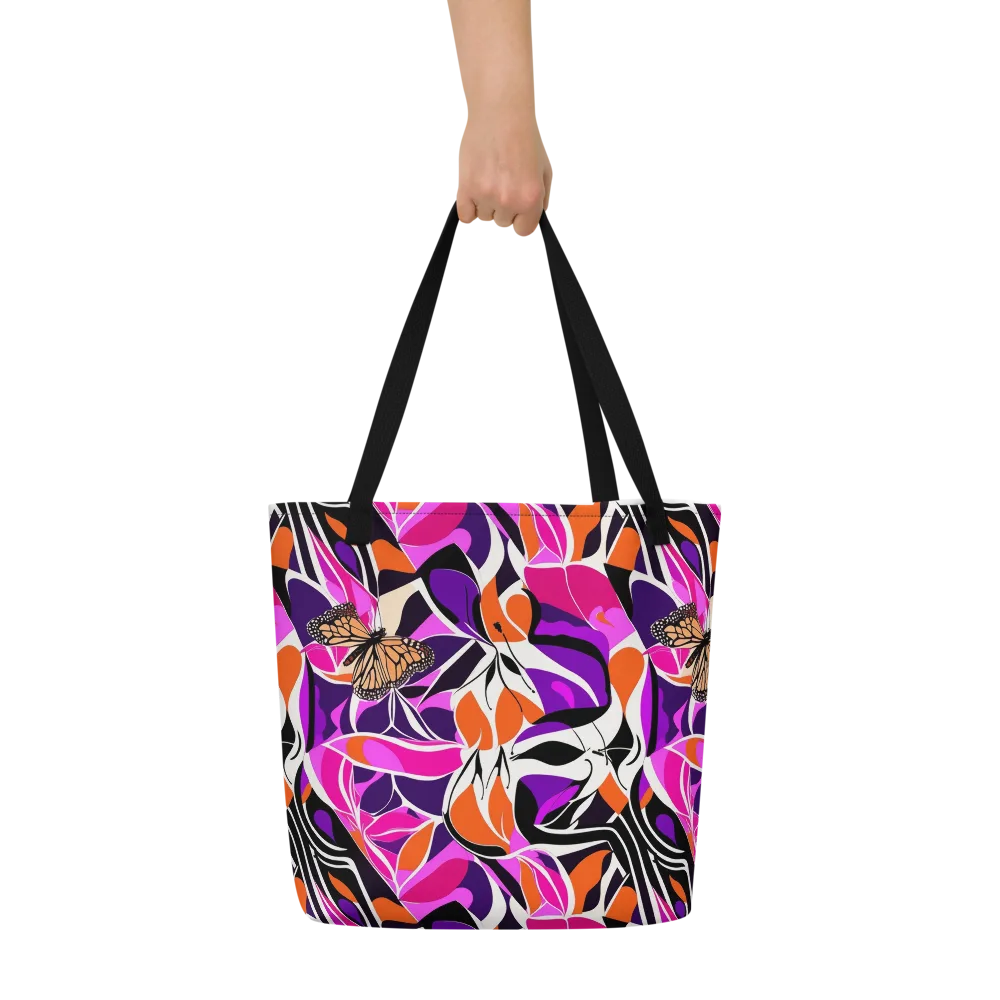 Neon Monarch on Large Tote Bag W/ Pocket — Front