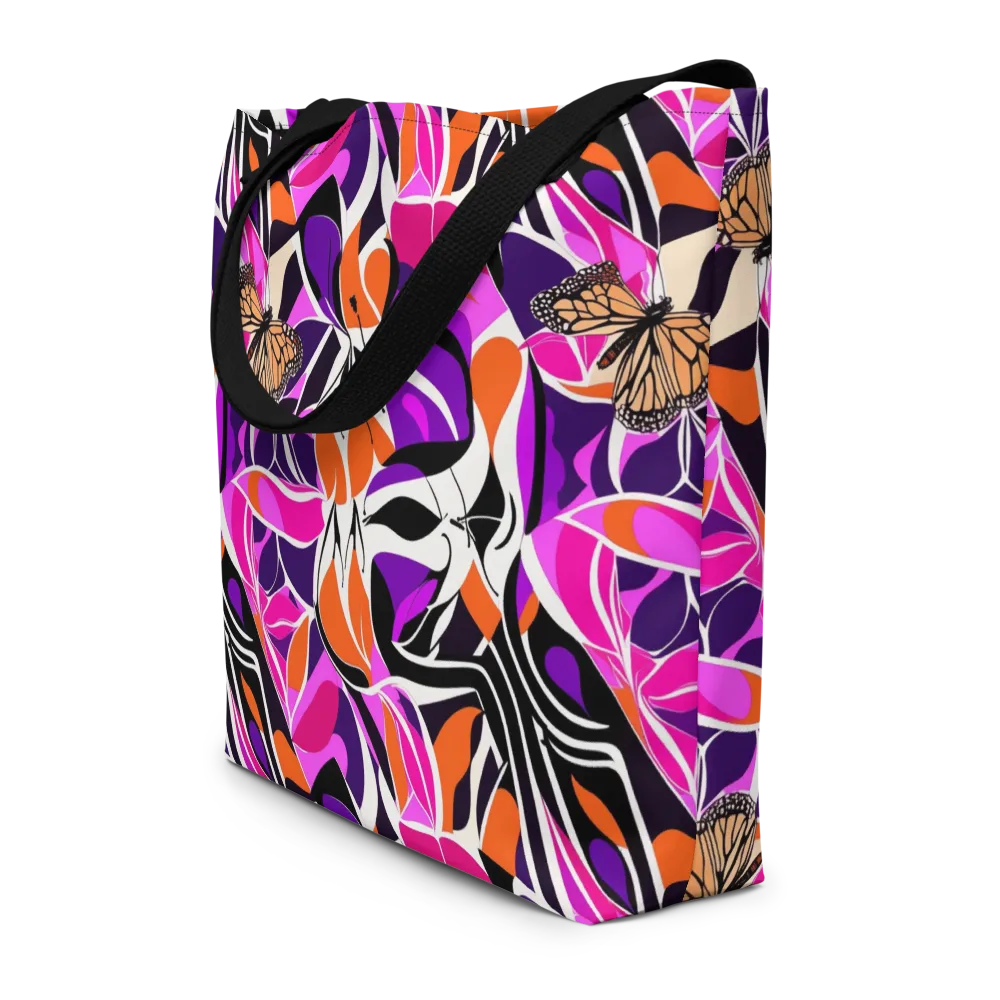 Neon Monarch on Large Tote Bag W/ Pocket — Front