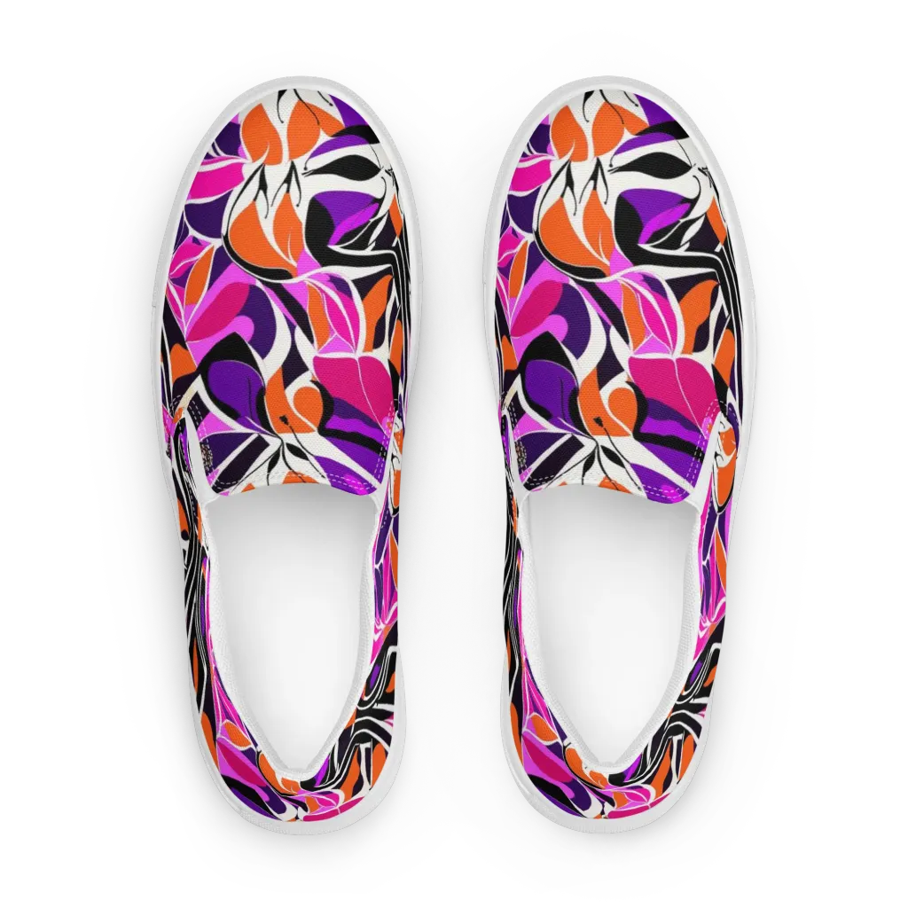 Neon Monarch on Women's Slip-On Canvas Shoes — Front